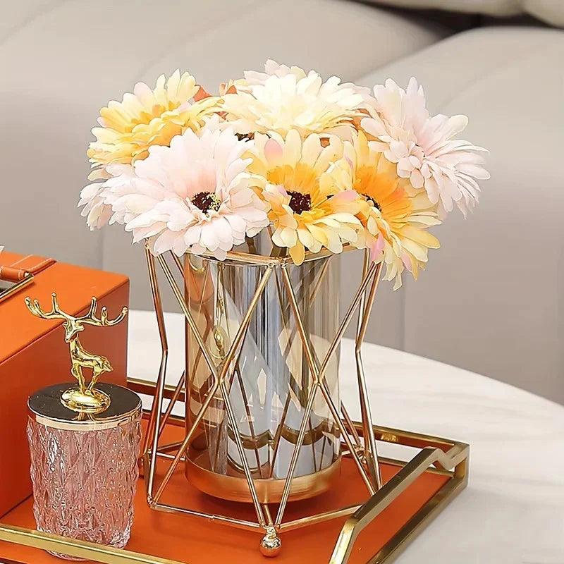 Luxury Wrought Iron Glass Vase Dining Table Centerpiece Hydroponic