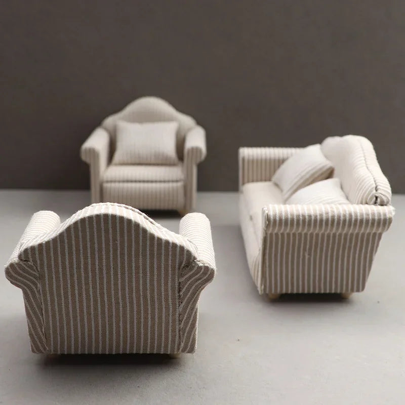 1 12 Mini Furniture Sofa DIY Decoration Doll House Living Room White