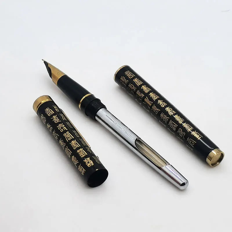 New Old Vintage Jinxing 919 Iridium Fountain Pen Black Nib Fine Writing Stationery Gift Metal Bar 1990S Zpaxo