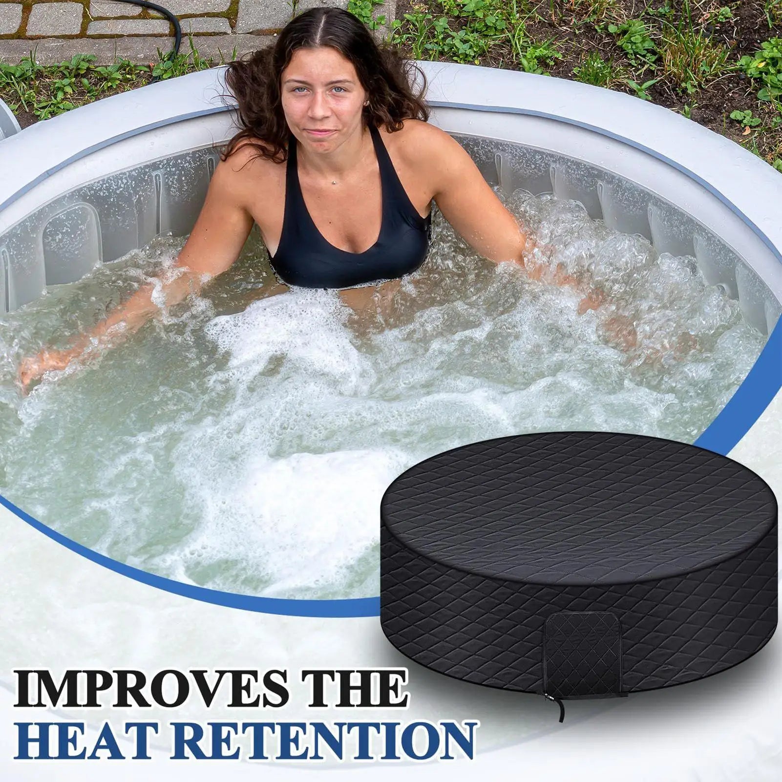 Tub Cover Insulated Inflatable Round Waterproof Winter Pool Protector