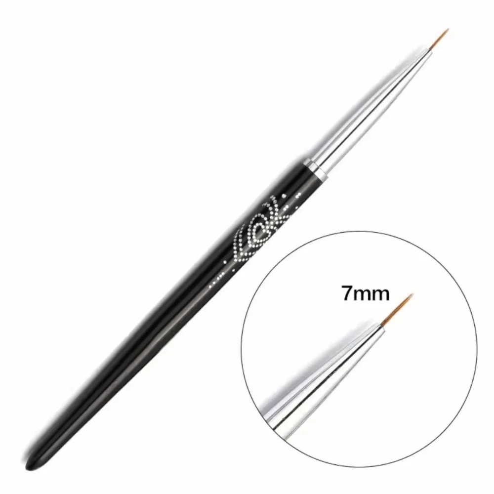 Metal Handle Nail Eyeliner Brushes 7mm/9mm/11mm Thin Design UV Gel Painting Brush Black Color Nail Art Design Brush Zpaxo Style 1