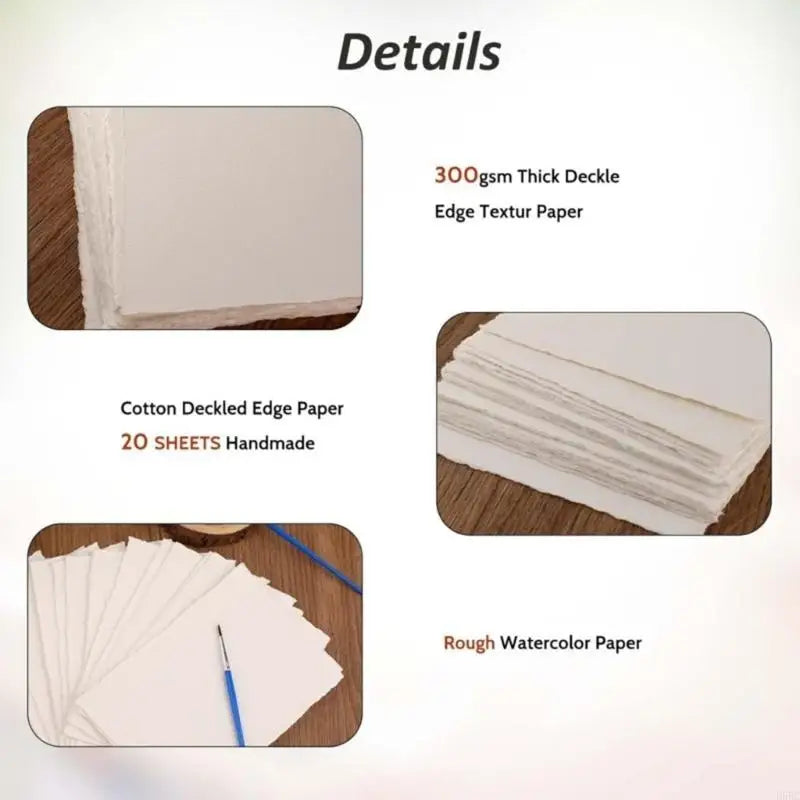 Handmade Deckle Edges Watercolor Paper Cotton for Watercolor Acrylic and Sketching Zpaxo