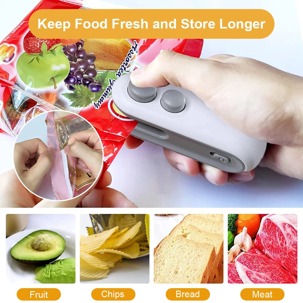 2in1 Mini Heat Bag Sealing Machine Food Package Sealer Plastic