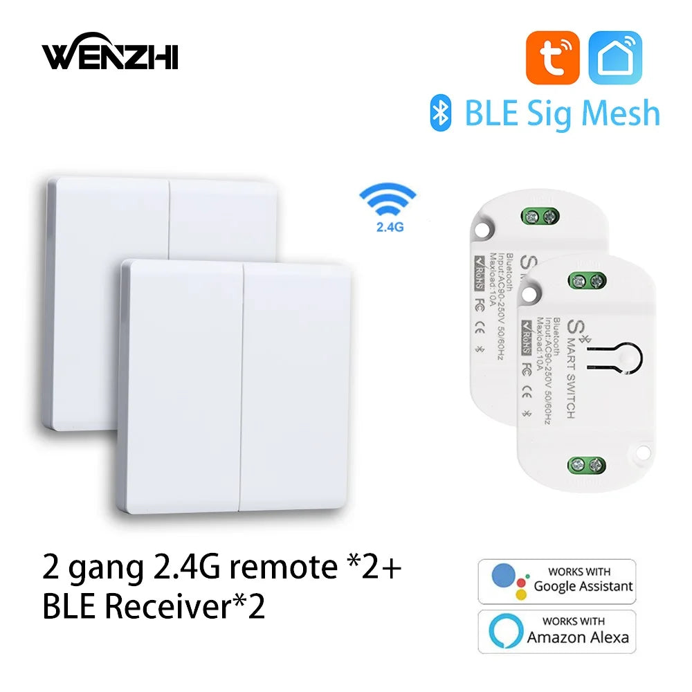 BLuetooth/BLE Switch Module Relay For Light LAMP On/Off 2.4G Wireless Remote Control Tuya Smart Life Timer DIY Home Automation Zpaxo 2Gang2 receiver2 China Mainland