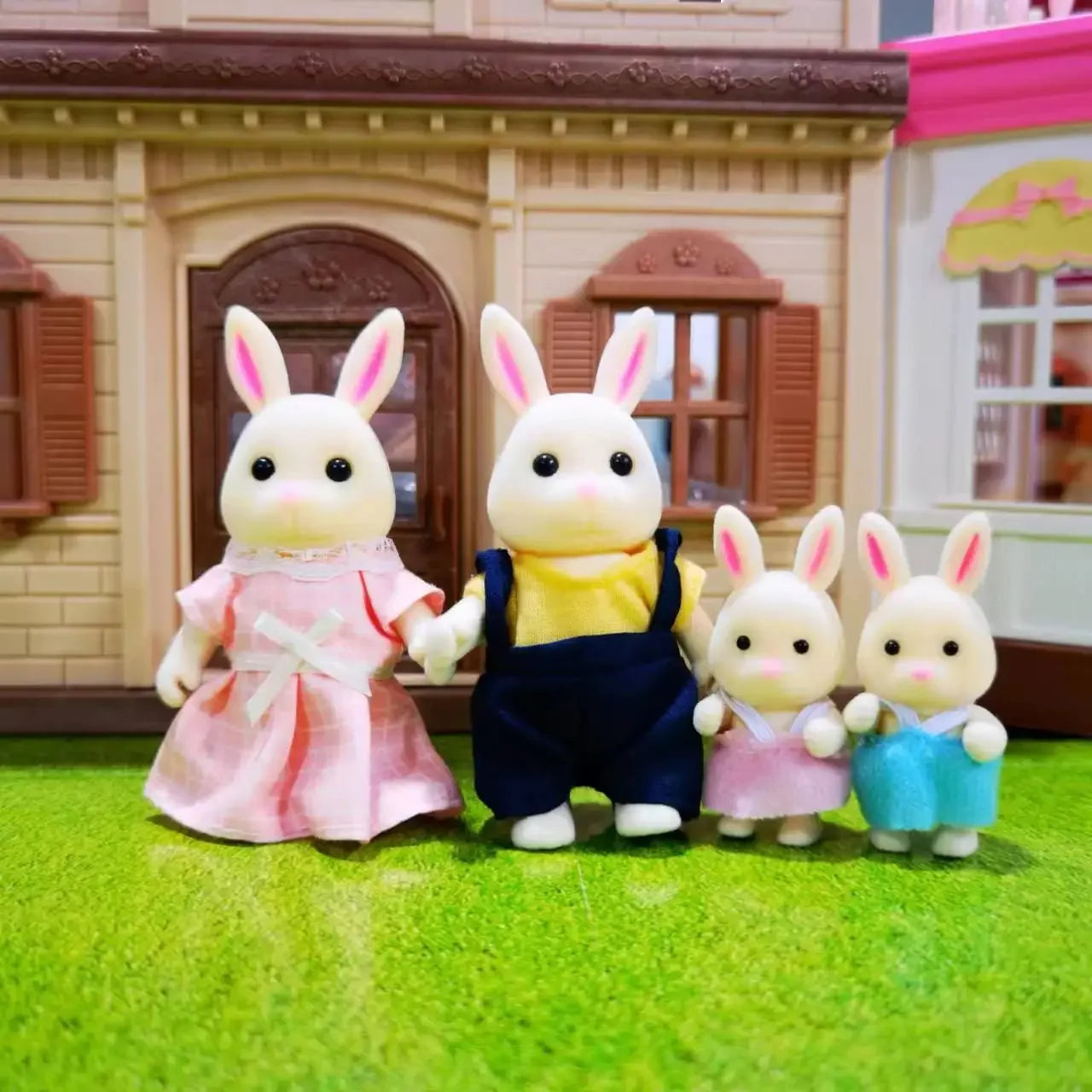 1 12 Simulation Dollhouse Anime Character Toy Cartoon Action Figure Zpaxo Beige Rabbit Family