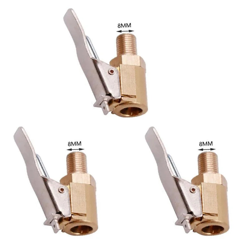 Brass 8mm Clip-On Tire Air Chuck Inflator Valve Adapter