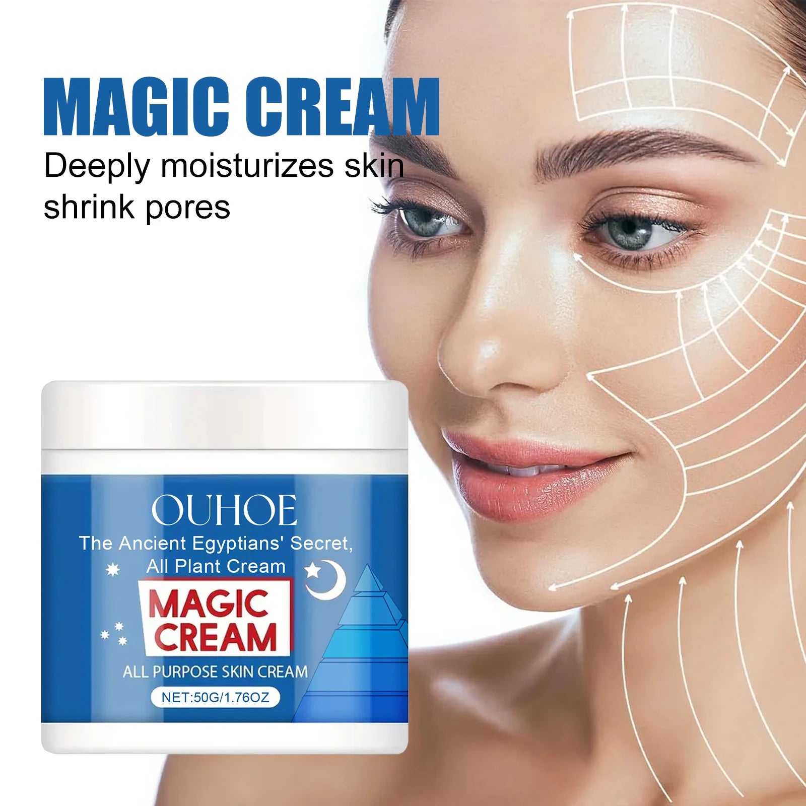 OUHOE Magic Facial Cream Fade Fine Lines Lifting Firming Improve Rough Skin Moisturizing Nourishing Shrink Pores Skin Care 50g Zpaxo