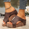Women Sandals Summer Roman Open Toe Platform Sandals Women Retro Peep Toe Wedges Shoes Women Outdoor Casual Designer Sandals Zpaxo Brown 40