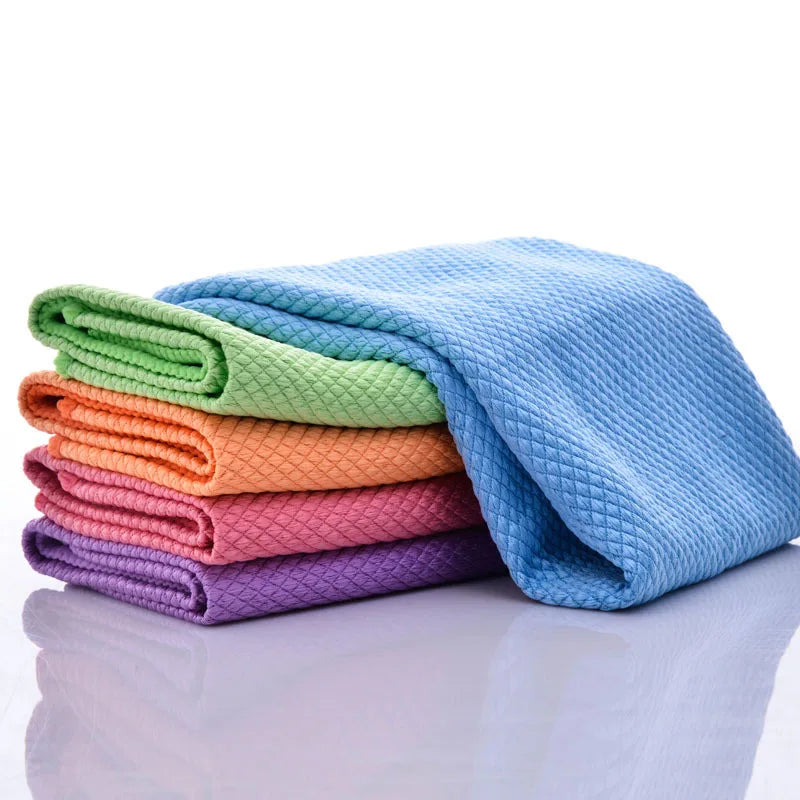 5/10pcs Dish Towels Fish Microfibre Scale Cleaning Cloth Reusable Kitchen Wipes Soft Dishcloths Lint-Free Super Absorbent Towel Zpaxo