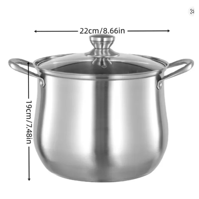 New Home Stainless Steel Special High Pot Large Capacity Double Ear Drum Shaped Sugar Soup Pot, Thick and Durable High Soup Pot Zpaxo 22cm soup pot