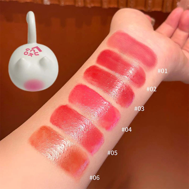 Rose Red Mirror Watery Lip Gloss Lightweight Non-greasy Cat Shaped Lip Jelly Moisturizing Hydrating Lipstick Women Cosmetics Zpaxo