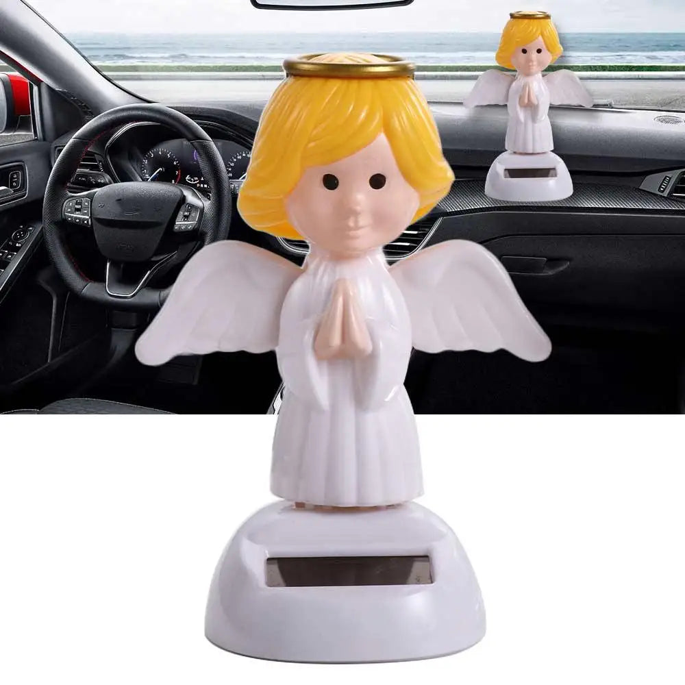 Eco Friendly Action Figure Car Decor Ornament Solar Swinging Angel Zpaxo