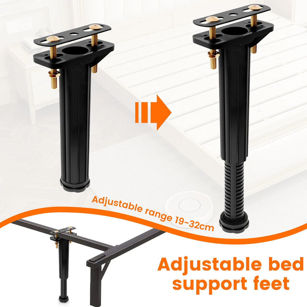 6/4pcs Bed Support Legs Adjustable Height 19-32cm Bed Frame Center Support Legs Metal Bed Replacement Legs for Bed Frame/Bed Ce Zpaxo