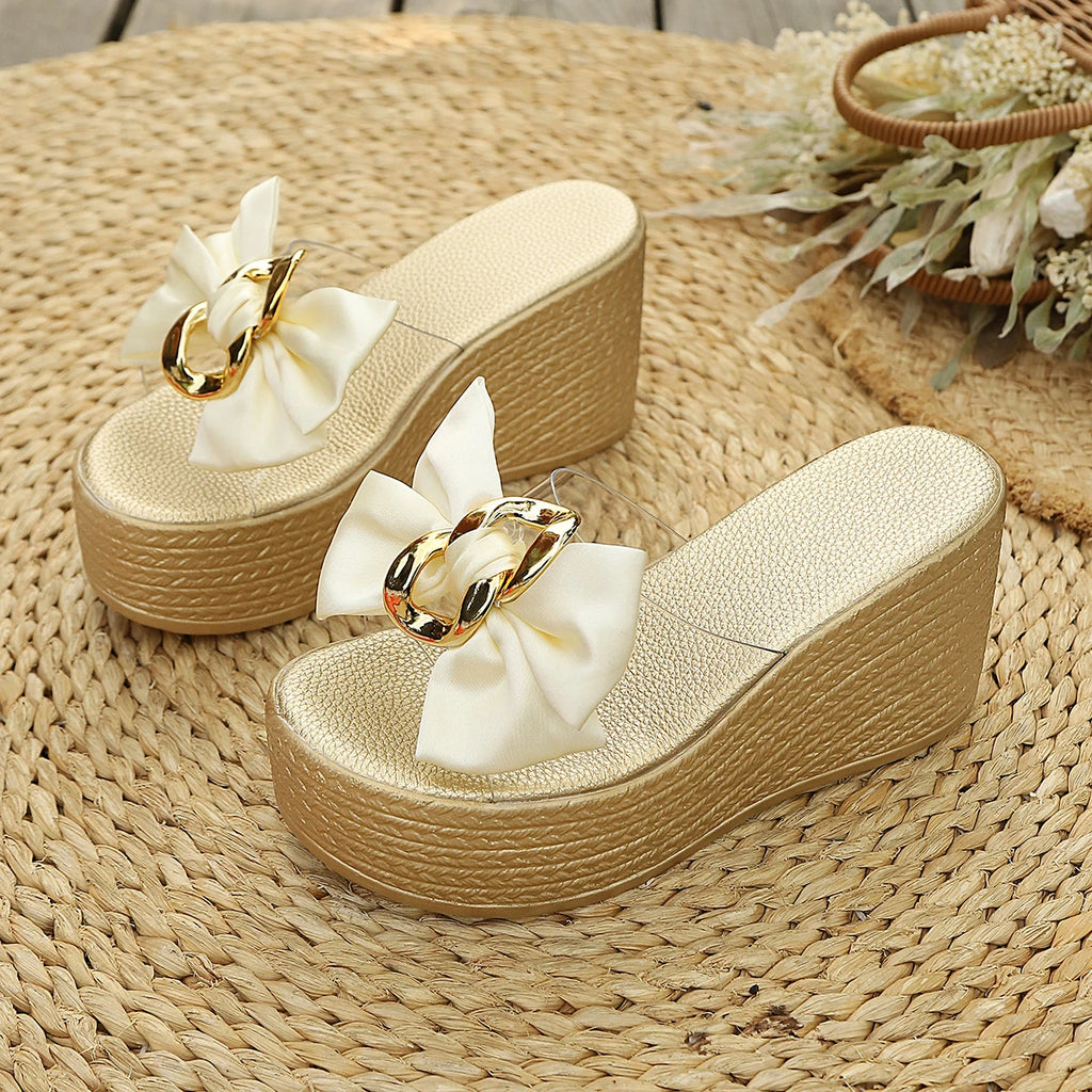 2026 Women Wedges Sandals Summer Beach Platform Shoes Women Designer Round Headed Solid Color Slippers High Heel Big Size Shoes Zpaxo