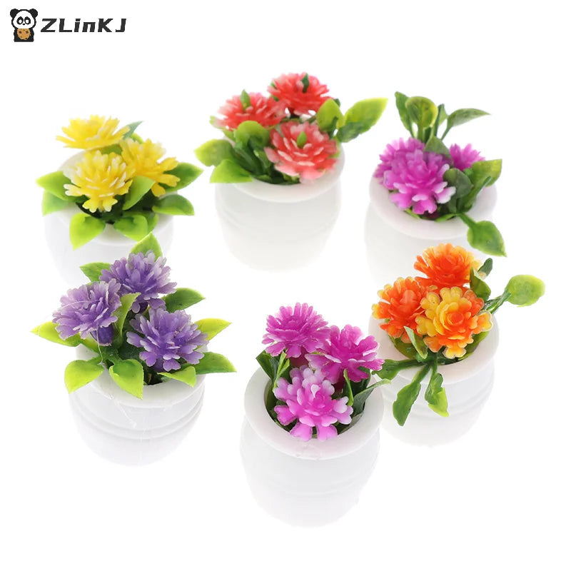 ▶3Pcs Random Dollhouse Plant, Miniature Bonsai Plant, Mini Potted Plant, Flower Model, Small Fake Green Decorative Toyhouse Zpaxo