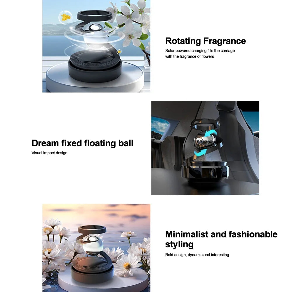 Levitation Car Solar Ornament Sun Power Rotation Car Fragrance Air Freshener Aromatherapy Smell Diffuser Interior Accessories Zpaxo