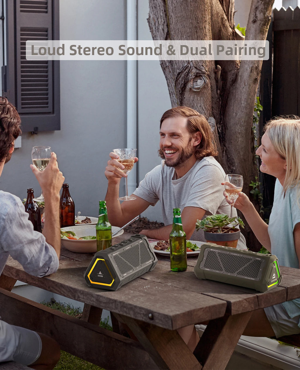MLOVE P3 Outdoor Bluetooth Speaker, 40W Output Power Bluetooth 5.3 Speaker ,Stereo Sound IPX7 Waterproof,Micro SD Card,RGB Light Zpaxo