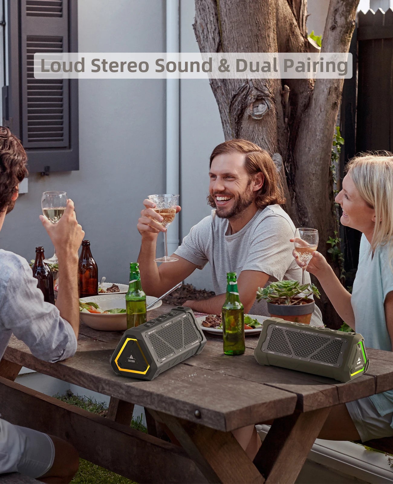 MLOVE P3 Outdoor Bluetooth Speaker, 40W Output Power Bluetooth 5.3 Speaker ,Stereo Sound IPX7 Waterproof,Micro SD Card,RGB Light Zpaxo
