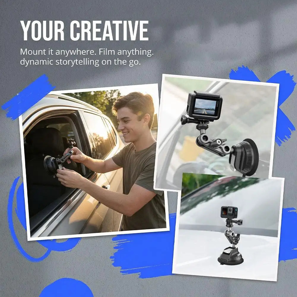 Suction Cup Car Mount for Insta360 X4 X3 GoPro 12 11 10 9 Action Camera Mount Zpaxo