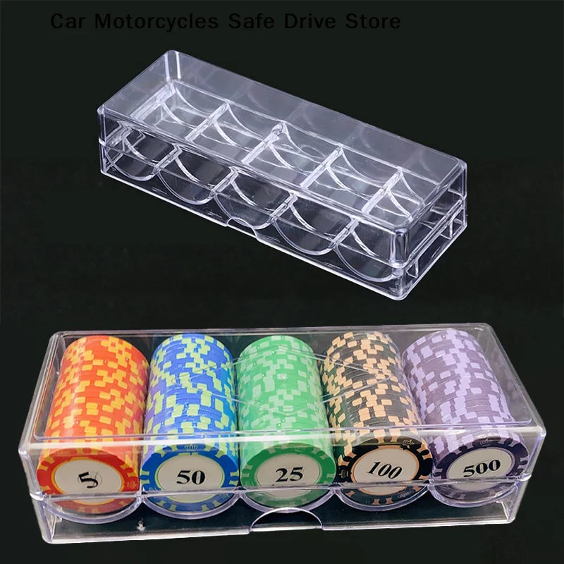 CMPortable 100 Chips Poker Chip Tray Box Casino Game 24 X 8 Acrylic