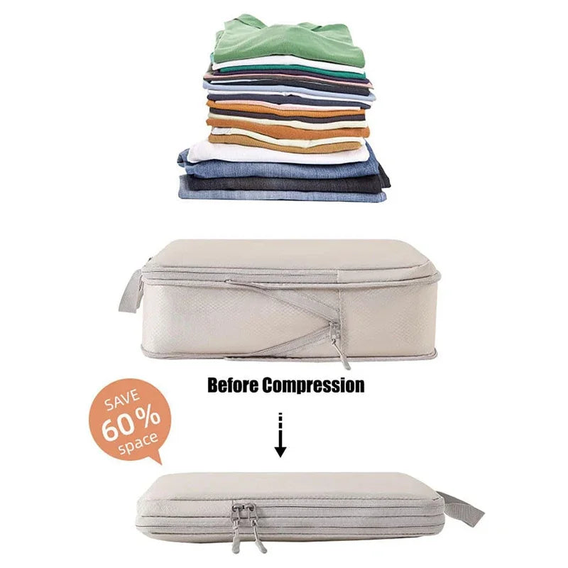 Travel Organizer Storage Bags Suitcase Packing Cubes Set Cases Portable Luggage Clothes Shoe Tidy Pouch Folding Zpaxo