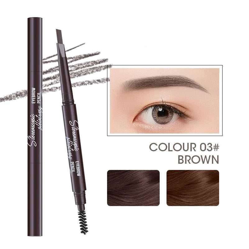 5 Colors Double-Ended Eyebrow Pencil with Brush Waterproof Lasting Auto-Rotate Professional Eyebrow Stick Eye Makeup for Women Zpaxo 03