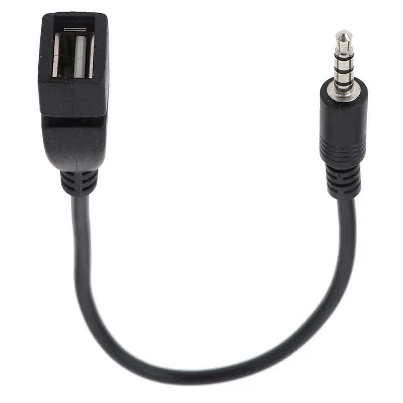 USB Female to 3.5mm AUX Adapter Cable for Car Audio & MP3