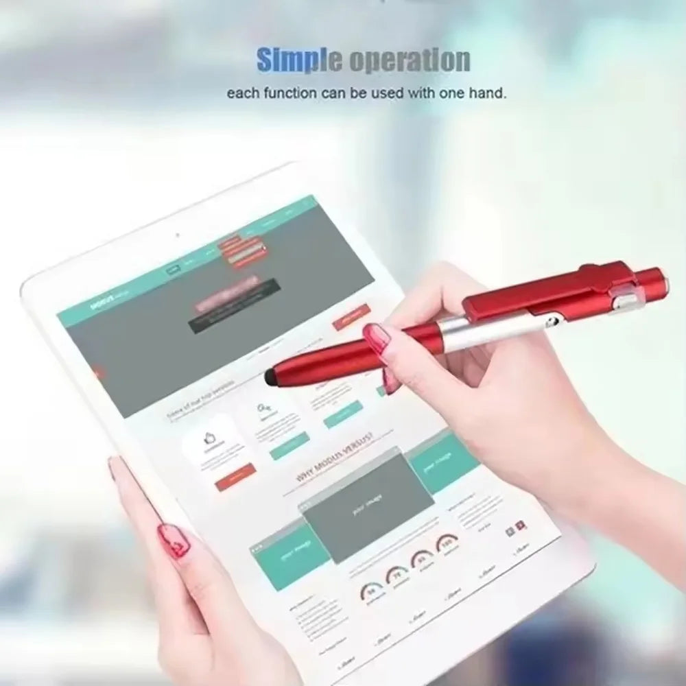 4-in-1 Foldable Stylus Pen – Ballpoint, LED Light & Phone Stand Multifunctional Stylus Pen Zpaxo