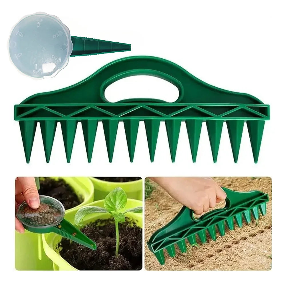 Hand Dibbler Garden Seeder Tool＆Fast Rooting Stimulator, 12-Hole Fast Seeding, Plants Root Supplement for Efficient Gardening Zpaxo