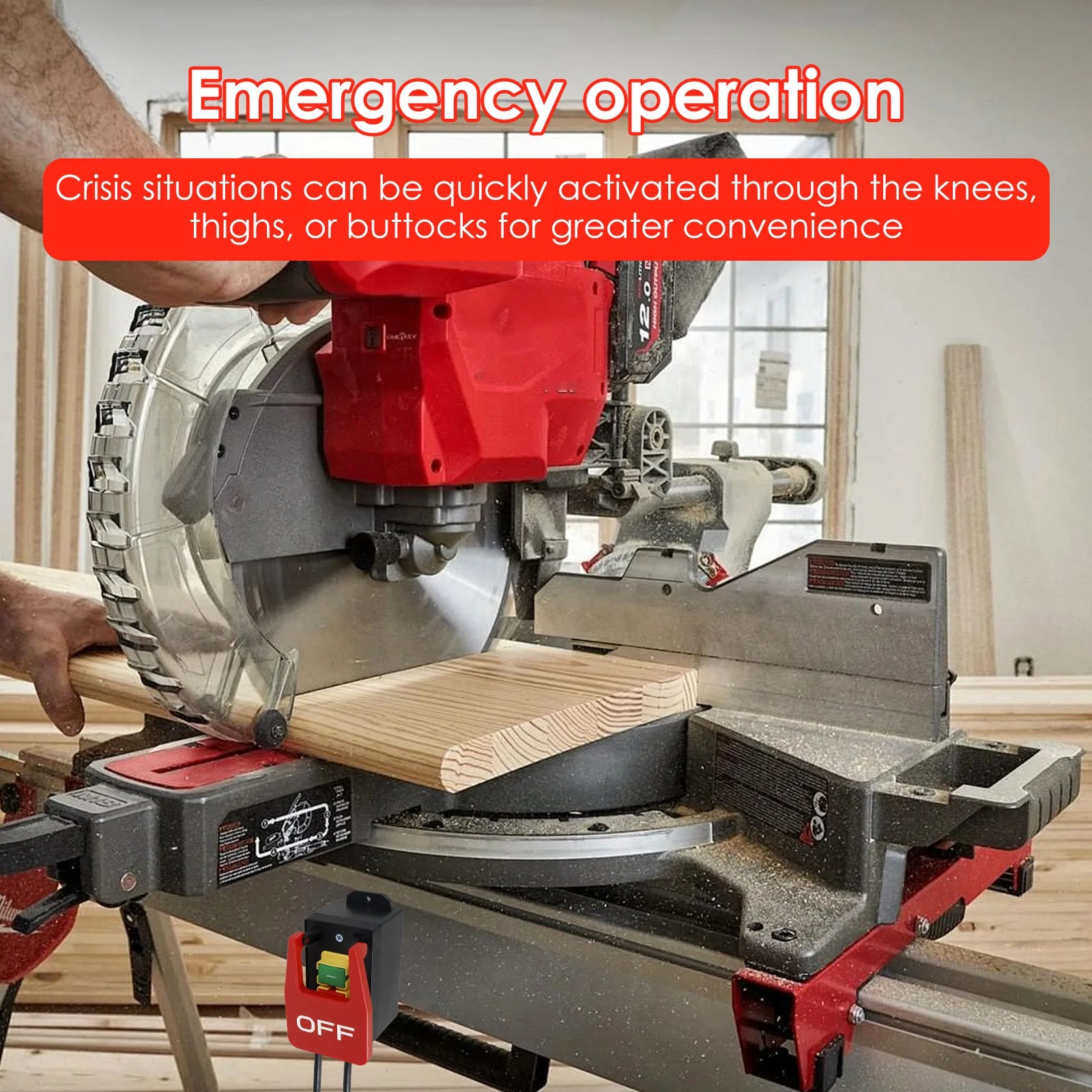 110V to 120V Switch Single Phase On/Off Waterproof Emergency Stop Switch with Paddle Extension Cord Emergency Stop for Table Saw Zpaxo