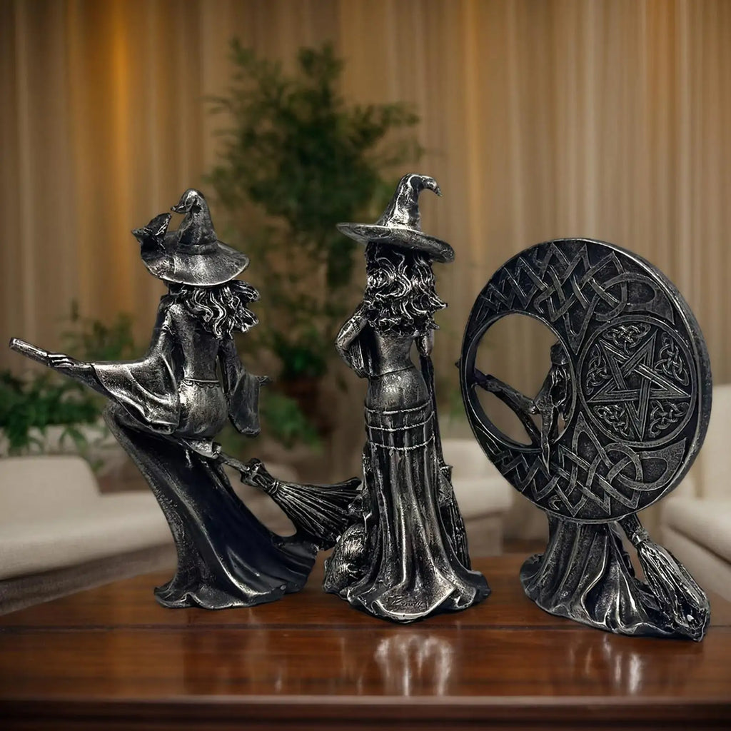 Halloween Witch Figurines Gothic Resin Figurine Retro Magician Decor
