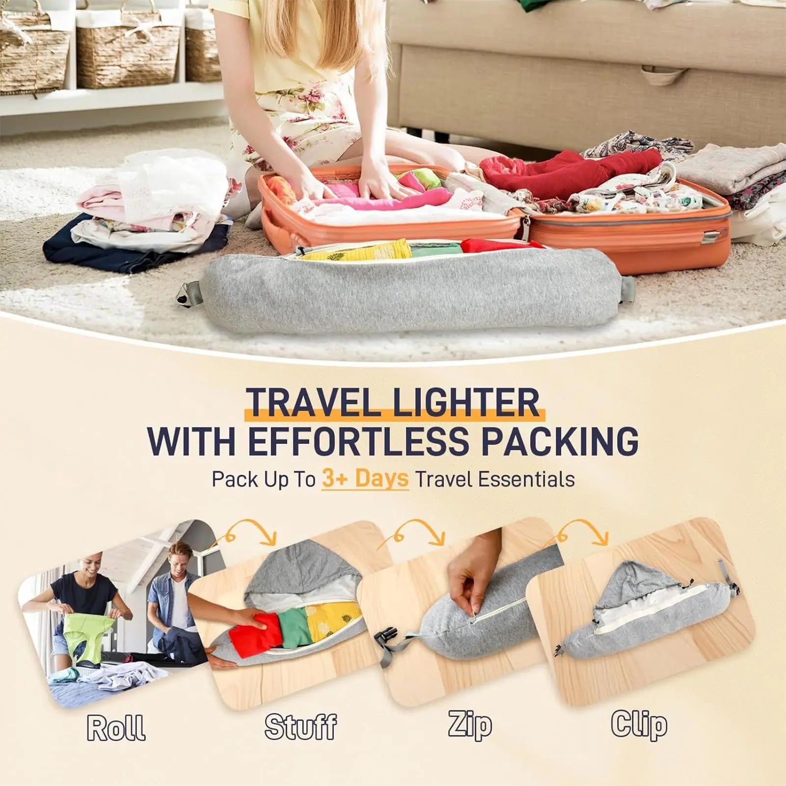 Neck Pillow Airplane Stuffable Travel Hood Fillable Storage Bag