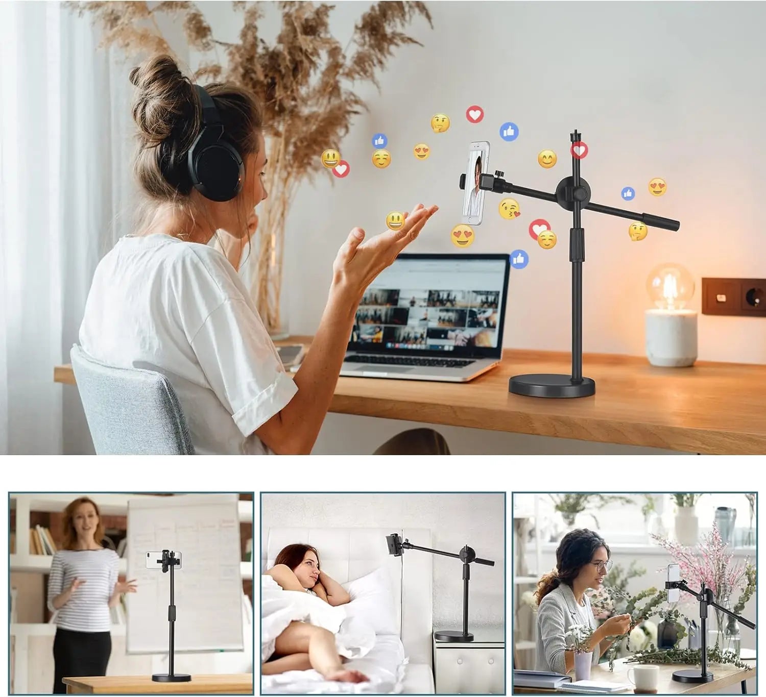 Overhead Tripod Phone Smartphone Articulated Arm Table Stand Mobile