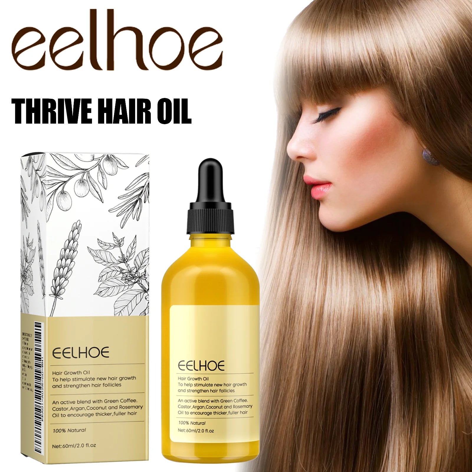 Rosemary Hair Growth Oil 60ml Anti Hair Loss Treatment For Thicker Hair Repairing Dry Damaged Hair Scalp Care With Argan Oil Zpaxo 60ml