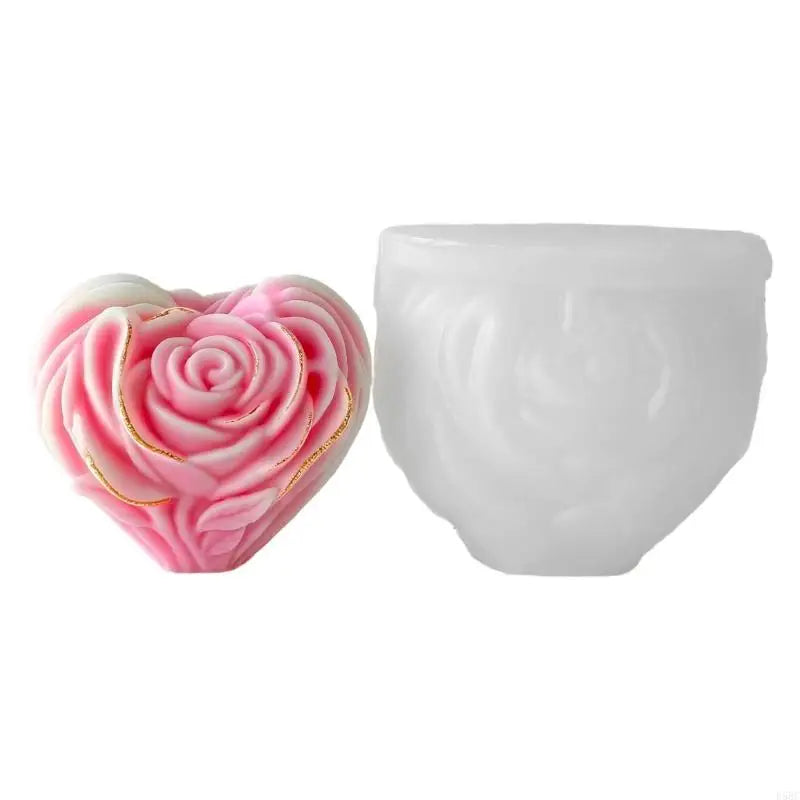 Rose Flower Heart Shaped Silicone Mould Epoxy Resin Making Soap
