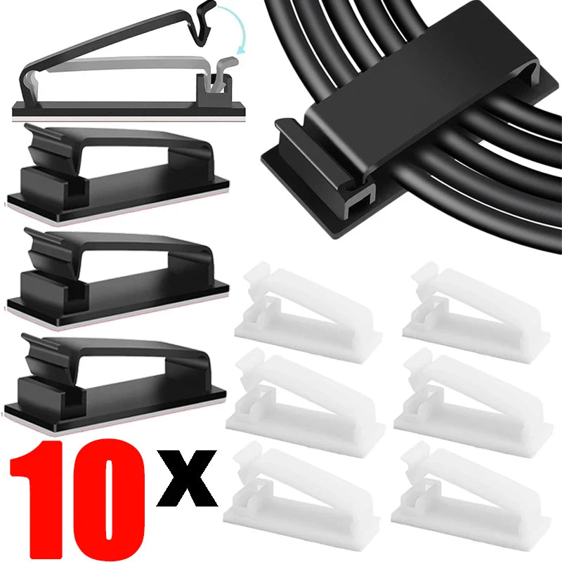 Self-adhesive Wire Organizer Cable Holder Cord Management Harness Clamp Clip For PC Power USB Cable Wiring Desktop Cord Manager Zpaxo