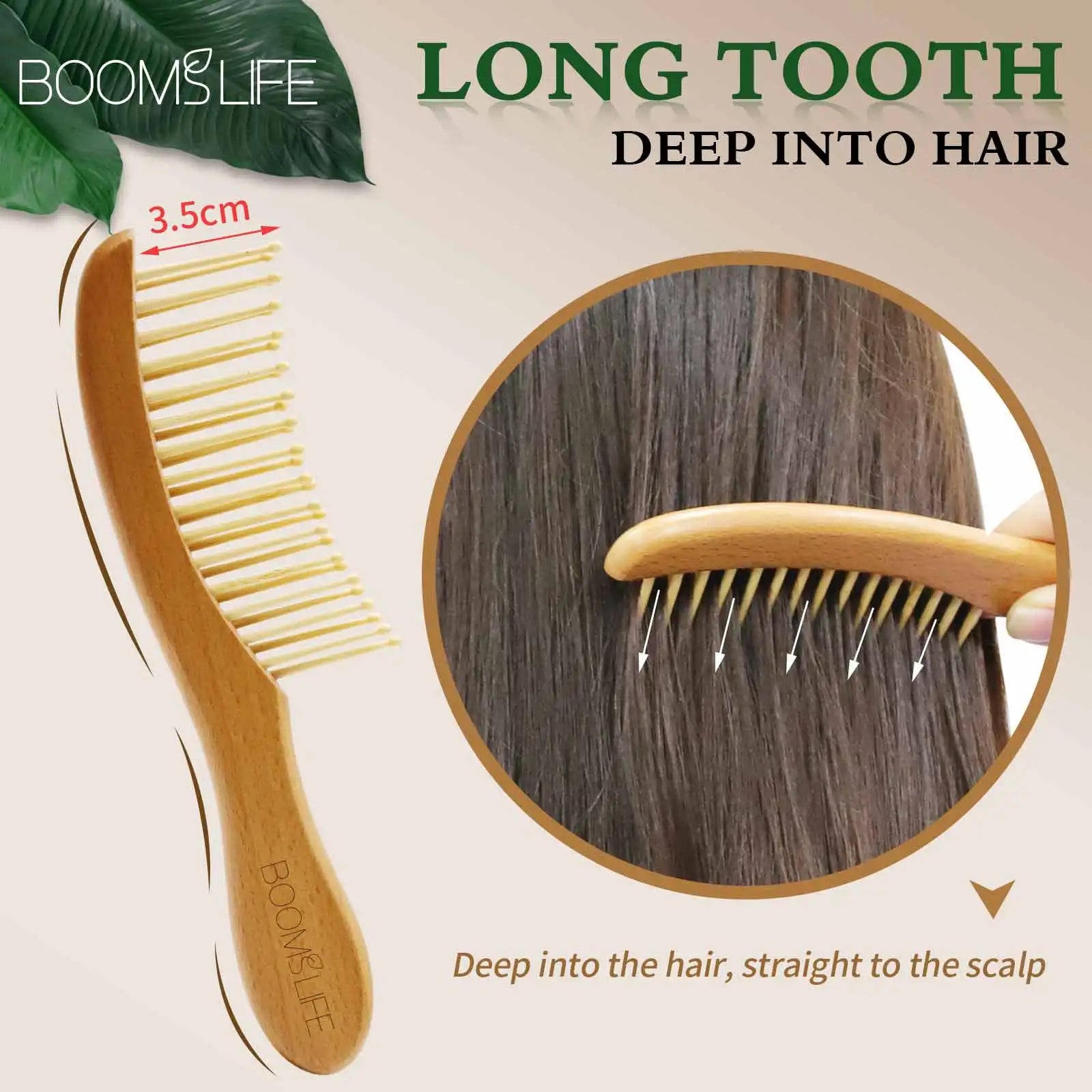 Wooden Hair Brush Wide Tooth Wet Hair Combs Anti-Static Styling Comb for Long Hair Head Acupuncture Point Massage Gift for Women Zpaxo