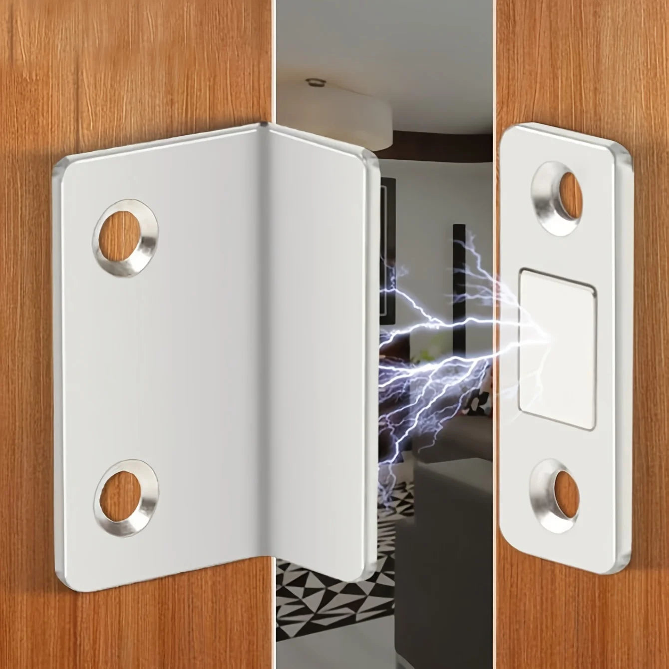 2pcs Magnetic Door Catch Latch -Invisible Strong Adhesion, Drill-Free Mount, Seamless Release- Ideal for Cabinets, Sliding Doors Zpaxo