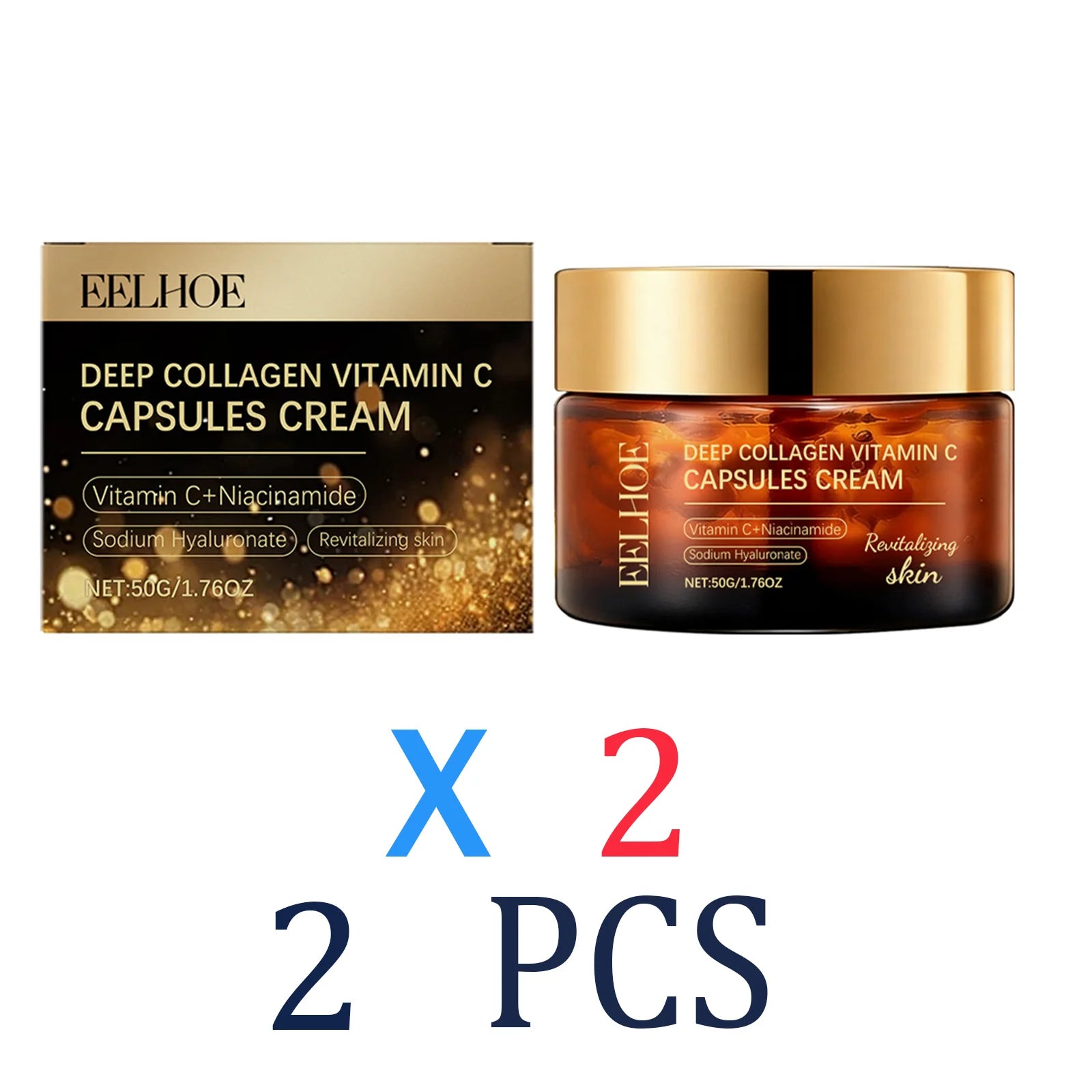 Collagen Vitamin C Capsule Cream Day Night Brightening Serum Infused Zpaxo 2 Pcs