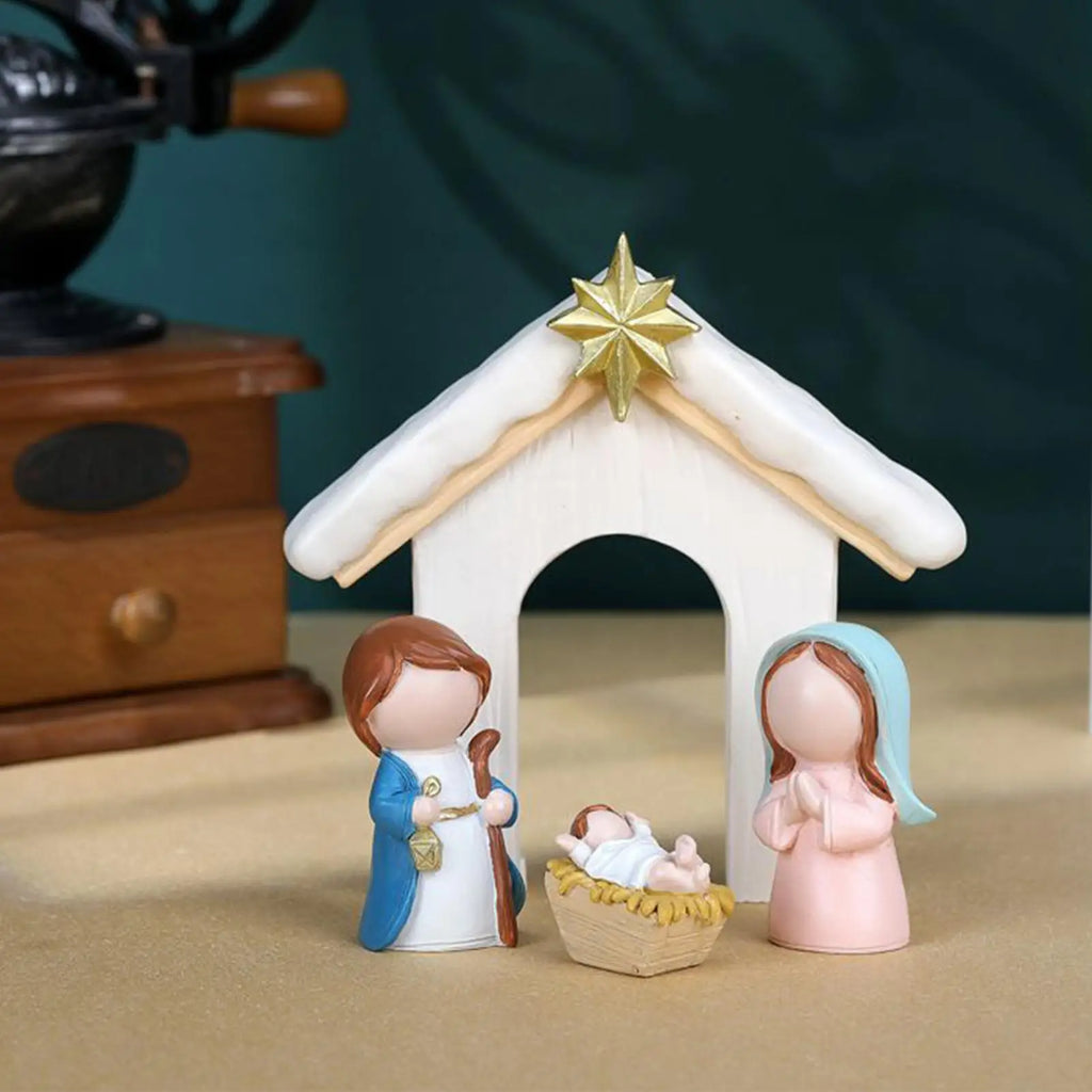 Christmas Nativity 12 Pieces Holy Family Manger Small Nativity Set Christmas Decor for Kids Adults Christian Desk Table Shelf Zpaxo