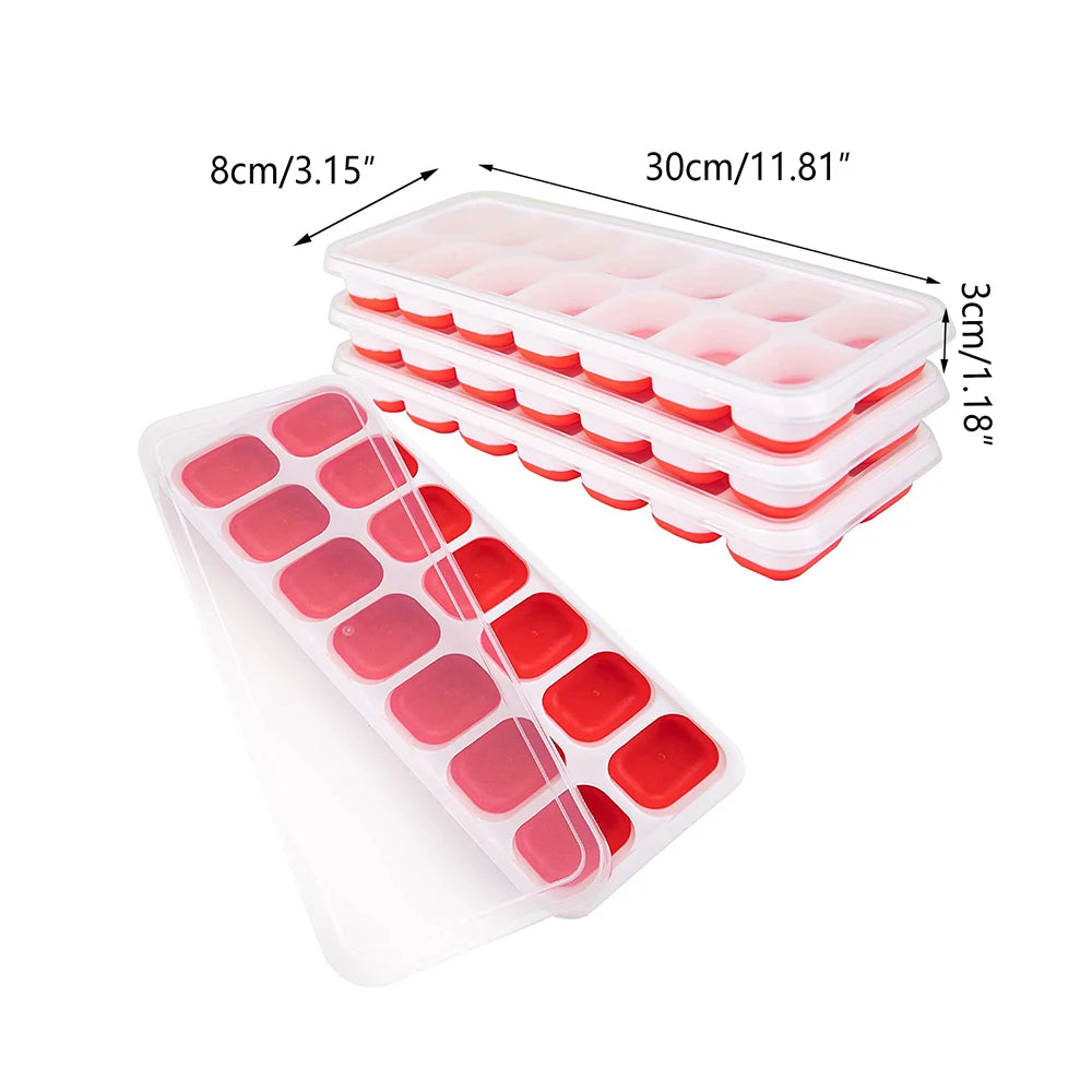 1PC Ice Cube Tray 14 Grid Silicone Ice Cube Mold With Removable Lid Ices Maker Kitchen Gadget Bar Tools Zpaxo