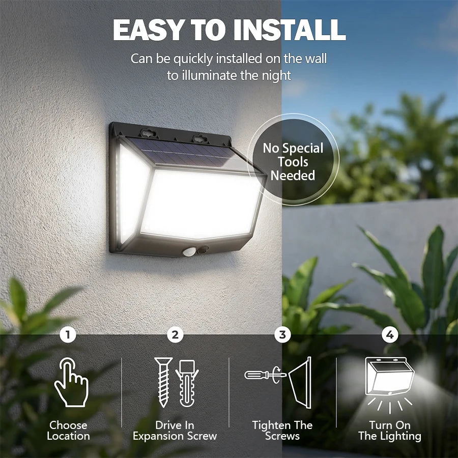 100 144 468 LED Solar PIR Motion Sensor Wall Light 3 Modes IP65 Zpaxo