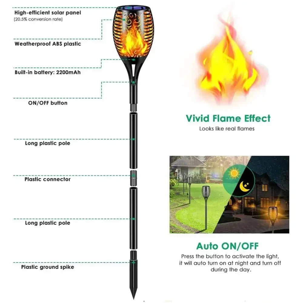 Solar Flickering Flame Torch Lights – LED Outdoor Garden Stake