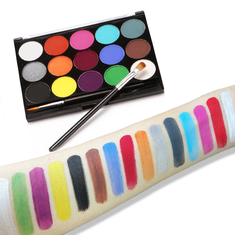 Water-soluble 15 Face Body Paint Palette Cosmetic Safe Non-toxic Zpaxo