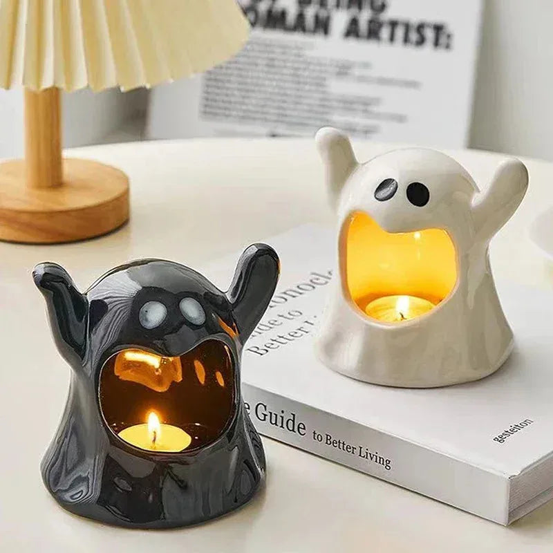 Cute Ghost Candle Holder Small Ornament Ceramic Ashtray Handmade