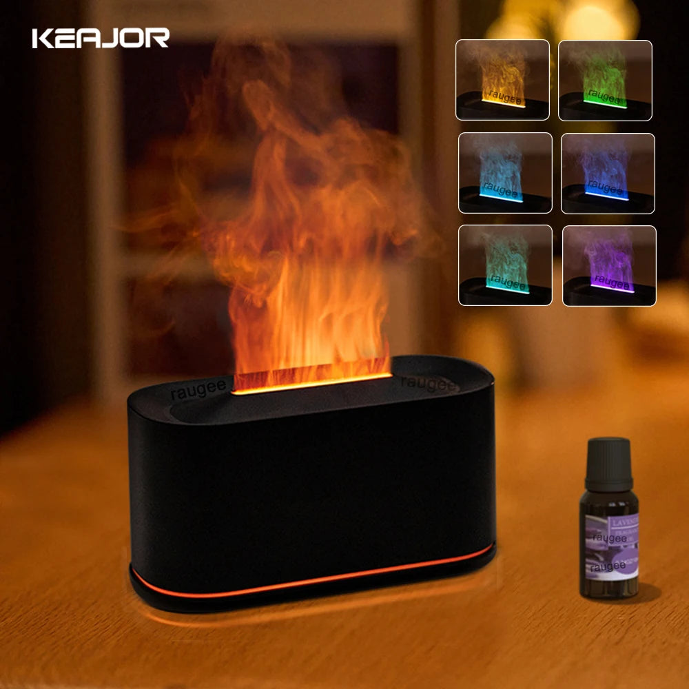 Aroma Humidifier Flame Essential Oils Diffuser Air Home Bedroom Mini