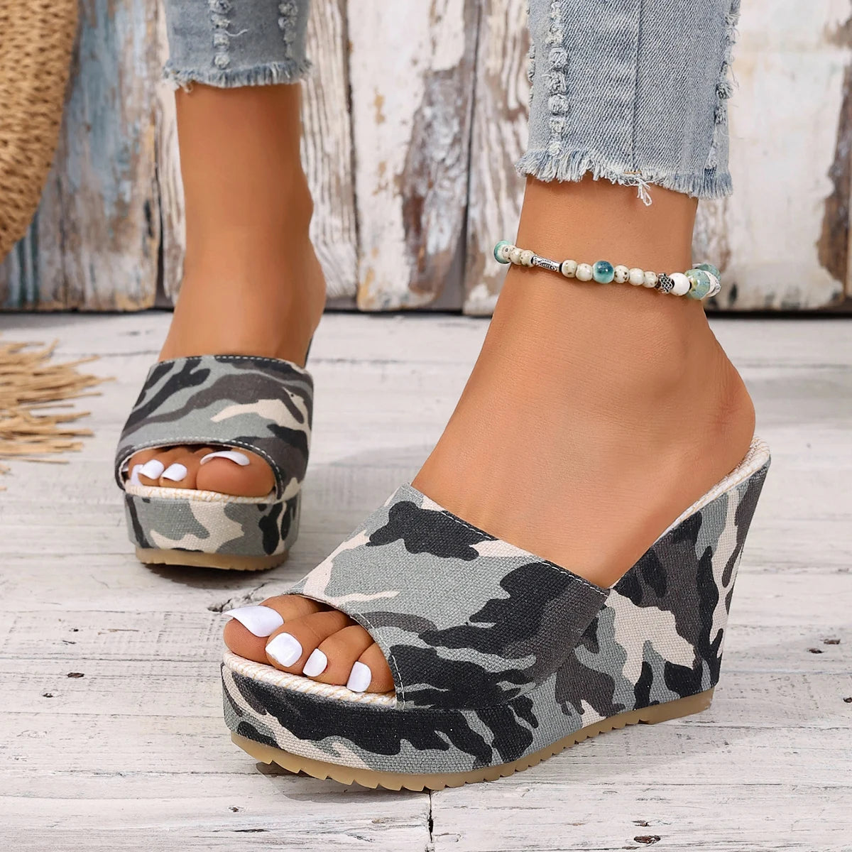 Women Sandals Summer Thick Sole Peep Toe Shoes Designer Wedge