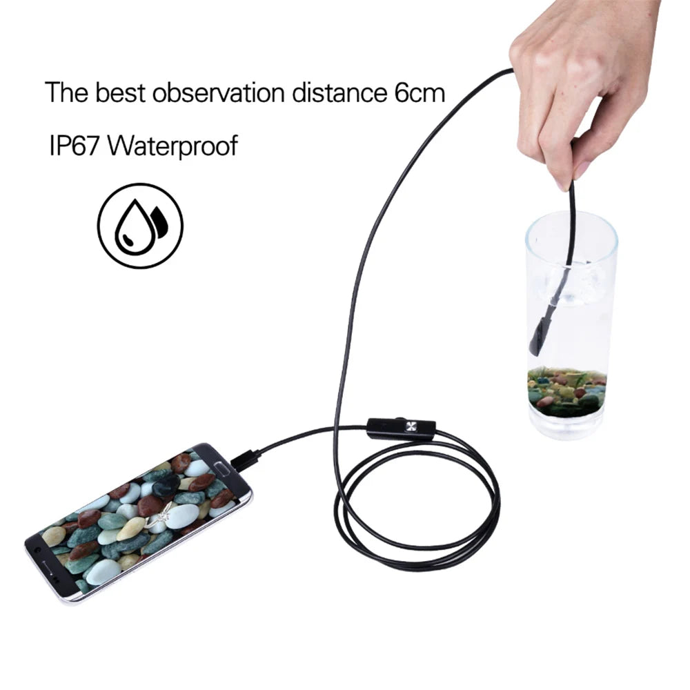 7.0mm Type-C Mini Endoscope Camera IP67 Waterproof 6 LED Adjustable USB Android Flexible Inspection Borescope Cameras For Phone Zpaxo