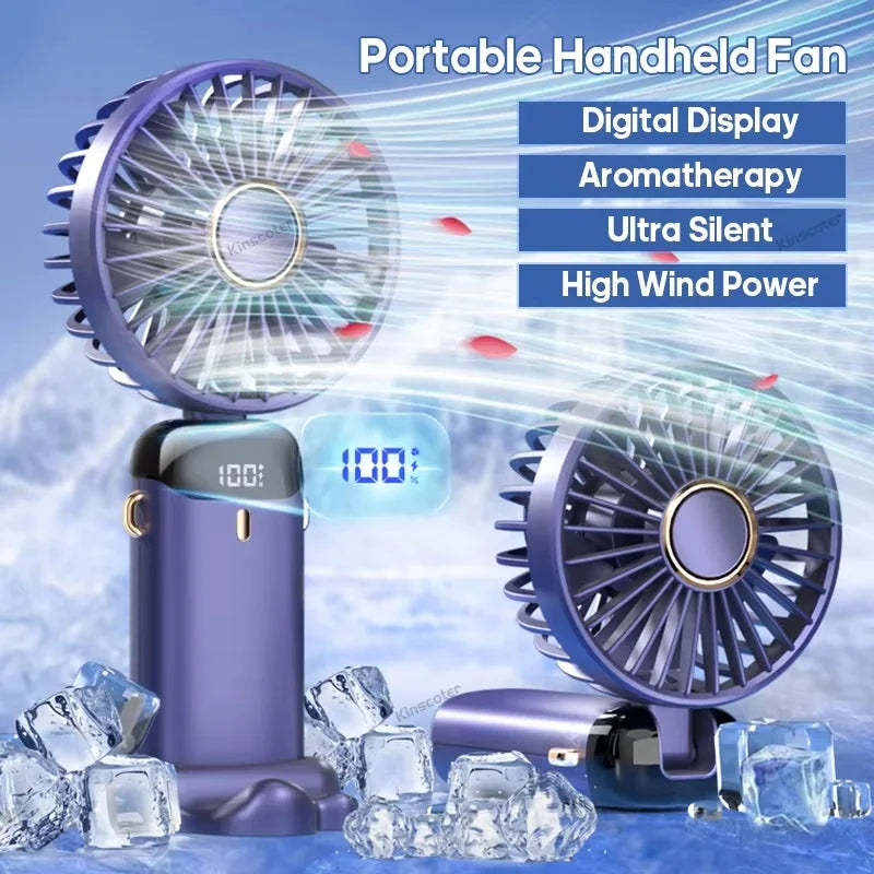 USB Handheld Mini Fan Foldable Portable Neck Hanging 5 Speed