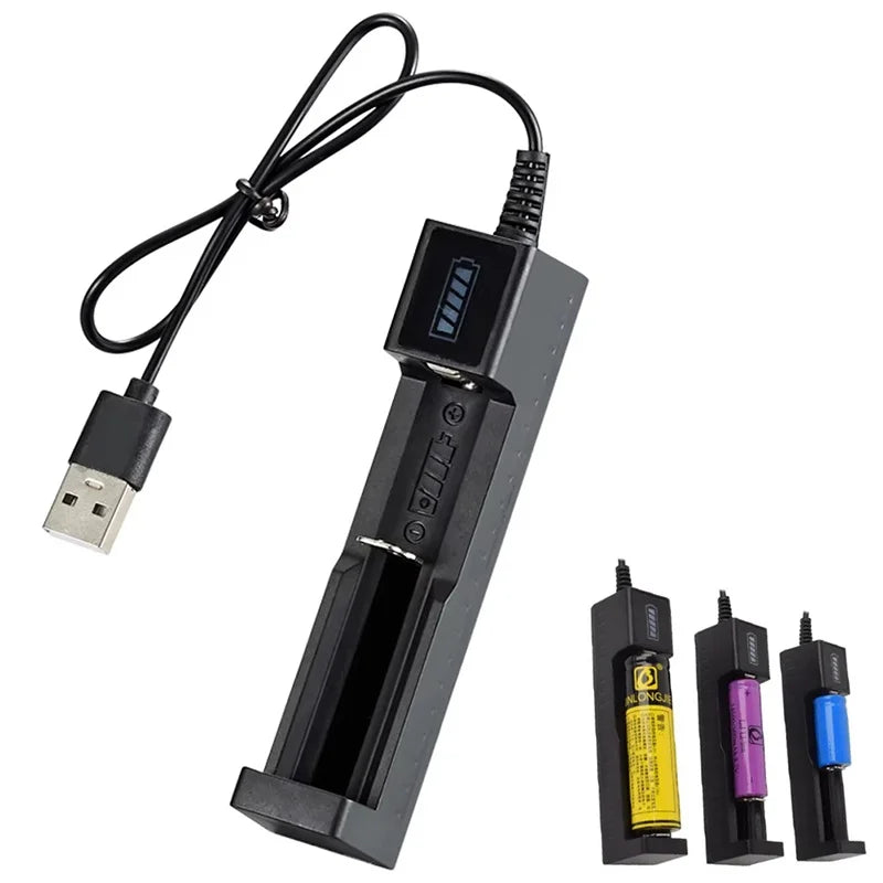 1 Slot USB Charger Adapter 3.7V-4.2V Smart Chargering For Rechargeable Batteries 16340 14500 18650 26650 Lithium Battery Charger Zpaxo